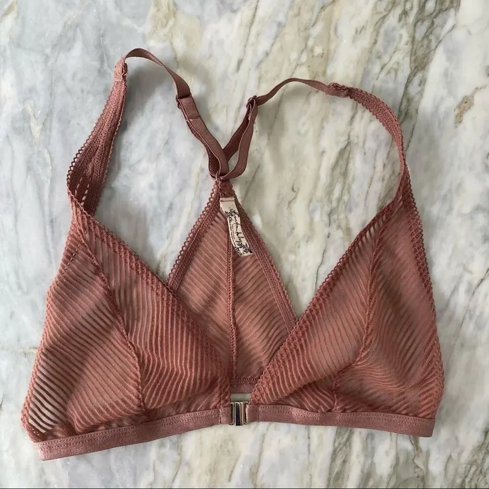 FREE PEOPLE Womens XS Intimately Nadia Bralette Bundle Nude Black Front Open